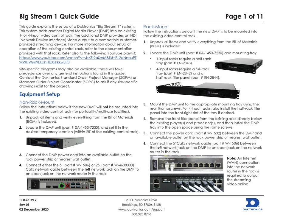 DAKTRONICS BIG STREAM 1 QUICK MANUAL Pdf Download ManualsLib