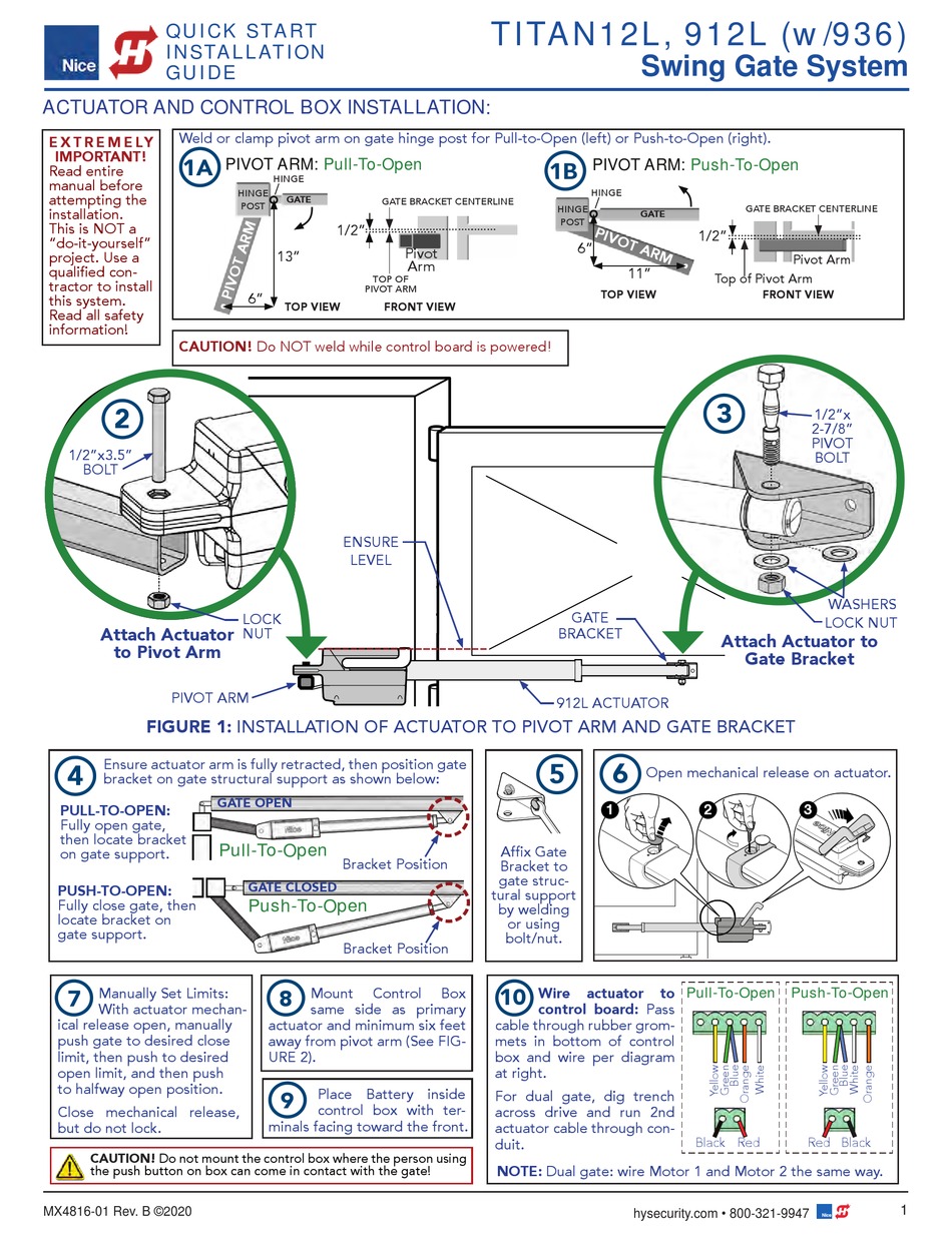 NICE QUICK START INSTALLATION GUIDE QUICK START INSTALLATION MANUAL Pdf ...