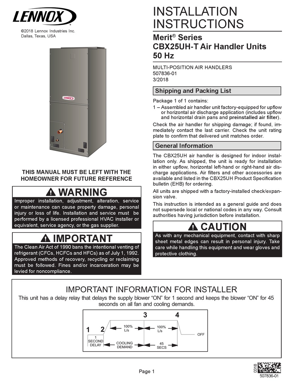 LENNOX CBX25UHT INSTALLATION INSTRUCTIONS MANUAL Pdf Download ManualsLib