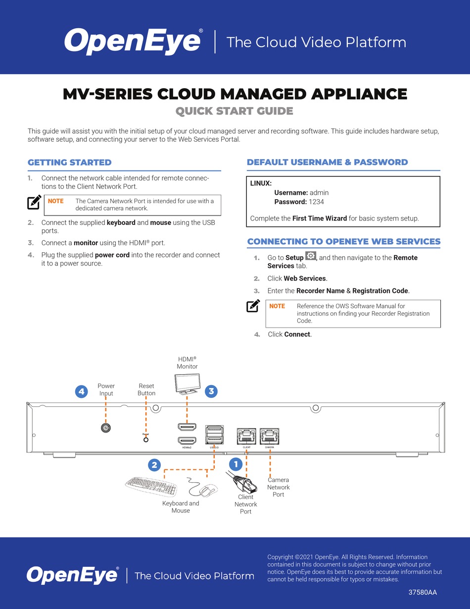 OPENEYE MV SERIES QUICK START MANUAL Pdf Download ManualsLib