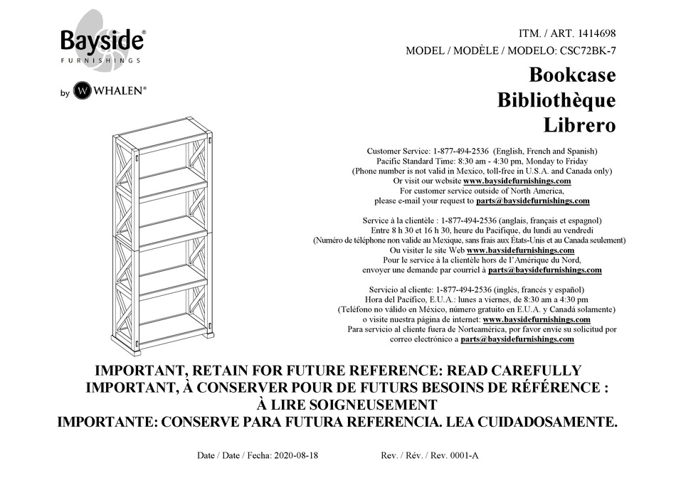WHALEN BAYSIDE CSC72BK7 MANUAL Pdf Download ManualsLib