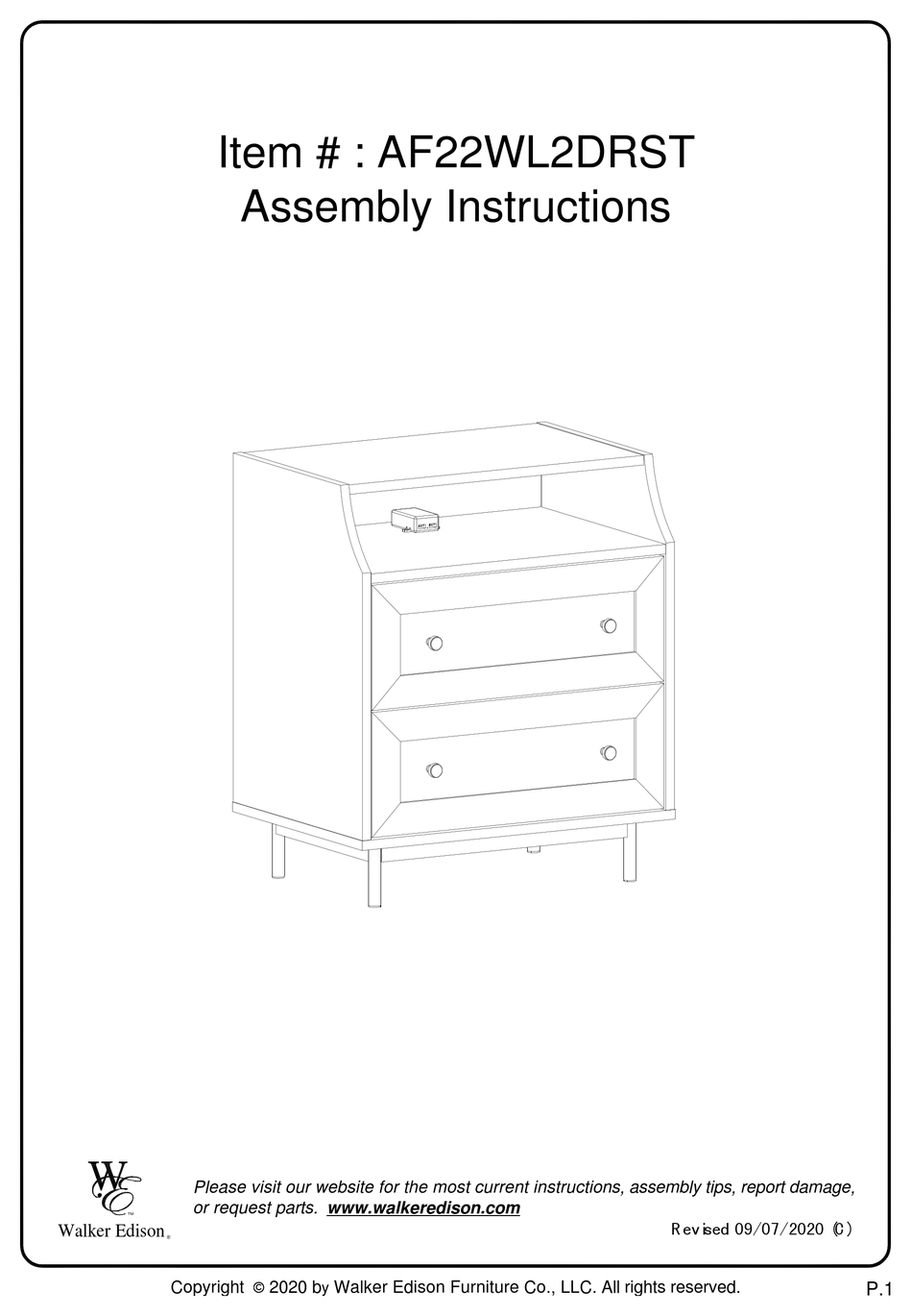 WALKER EDISON AF22WL2DRST ASSEMBLY INSTRUCTIONS MANUAL Pdf Download ManualsLib
