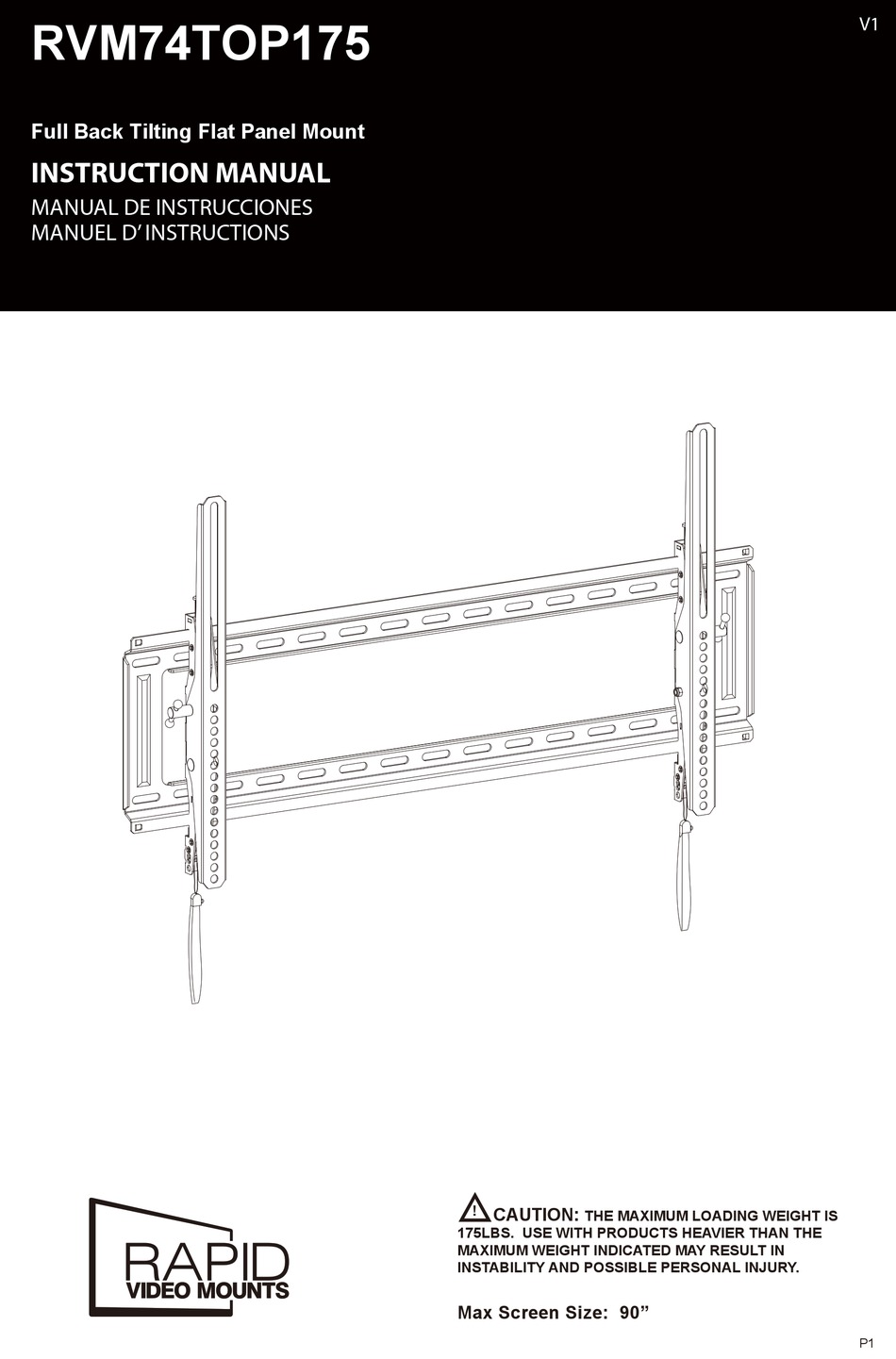RAPID VIDEO MOUNTS RVM74TOP175 INSTRUCTION MANUAL Pdf Download ManualsLib