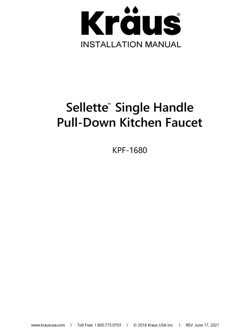 KRAUS SELLETTE KPF1680 INSTALLATION INSTRUCTIONS MANUAL Pdf Download