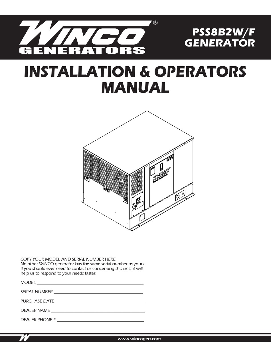 WINCO PSS8B2W/F INSTALLATION & OPERATOR'S MANUAL Pdf Download | ManualsLib