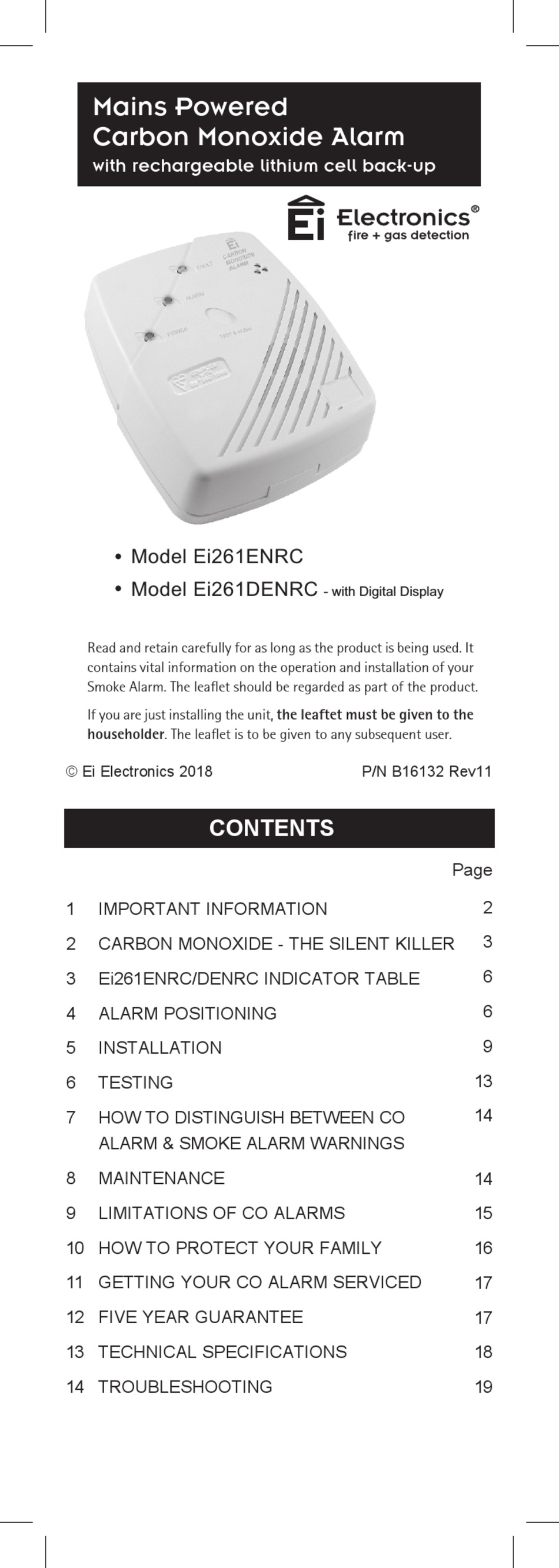EI ELECTRONICS EI261ENRC MANUAL Pdf Download ManualsLib