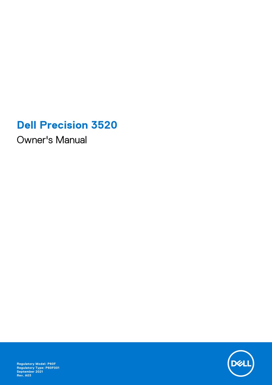 DELL PRECISION 3520 OWNER'S MANUAL Pdf Download | ManuaLib