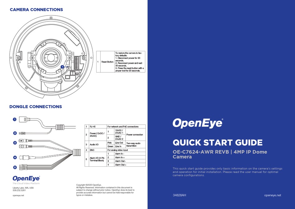 OPENEYE OE-C7624-AWR REVB QUICK START MANUAL Pdf Download | ManualsLib