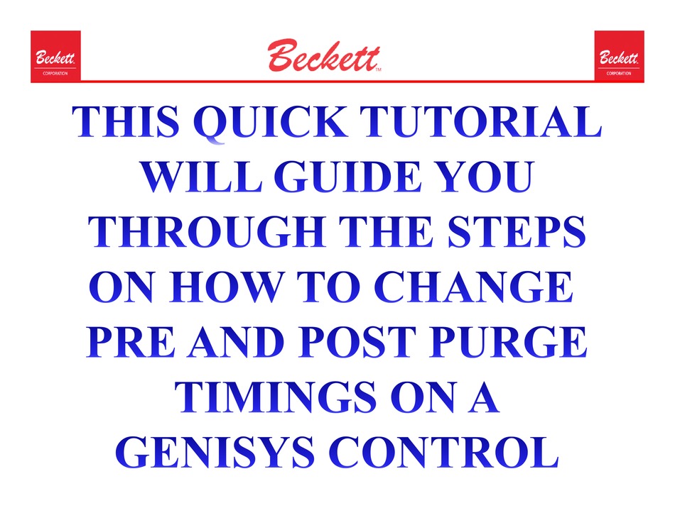 BECKETT GENISYS 7505A 0000 QUICK TUTORIAL Pdf Download ManualsLib