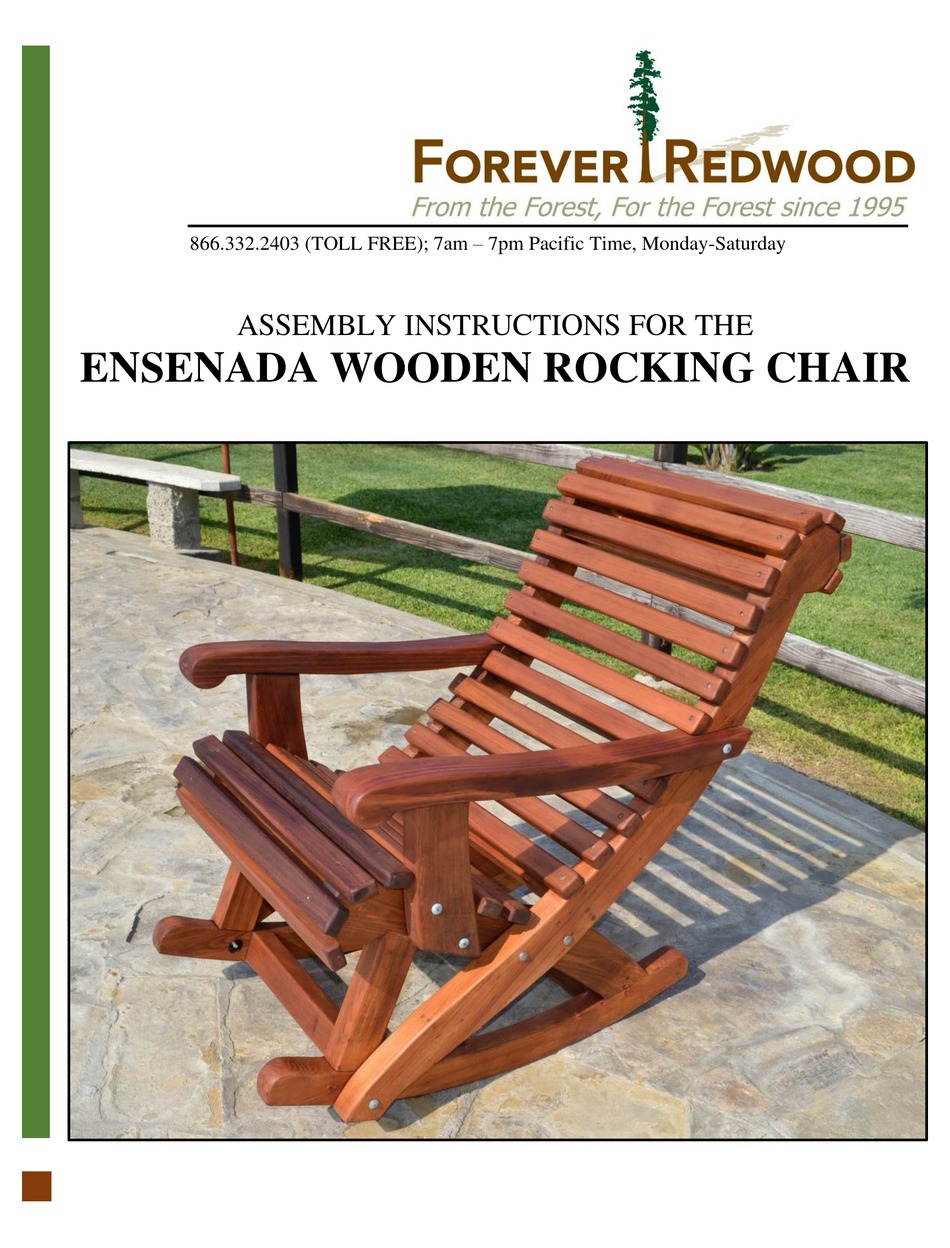 FOREVER REDWOOD ENSENADA WOODEN ROCKING CHAIR ASSEMBLY INSTRUCTIONS