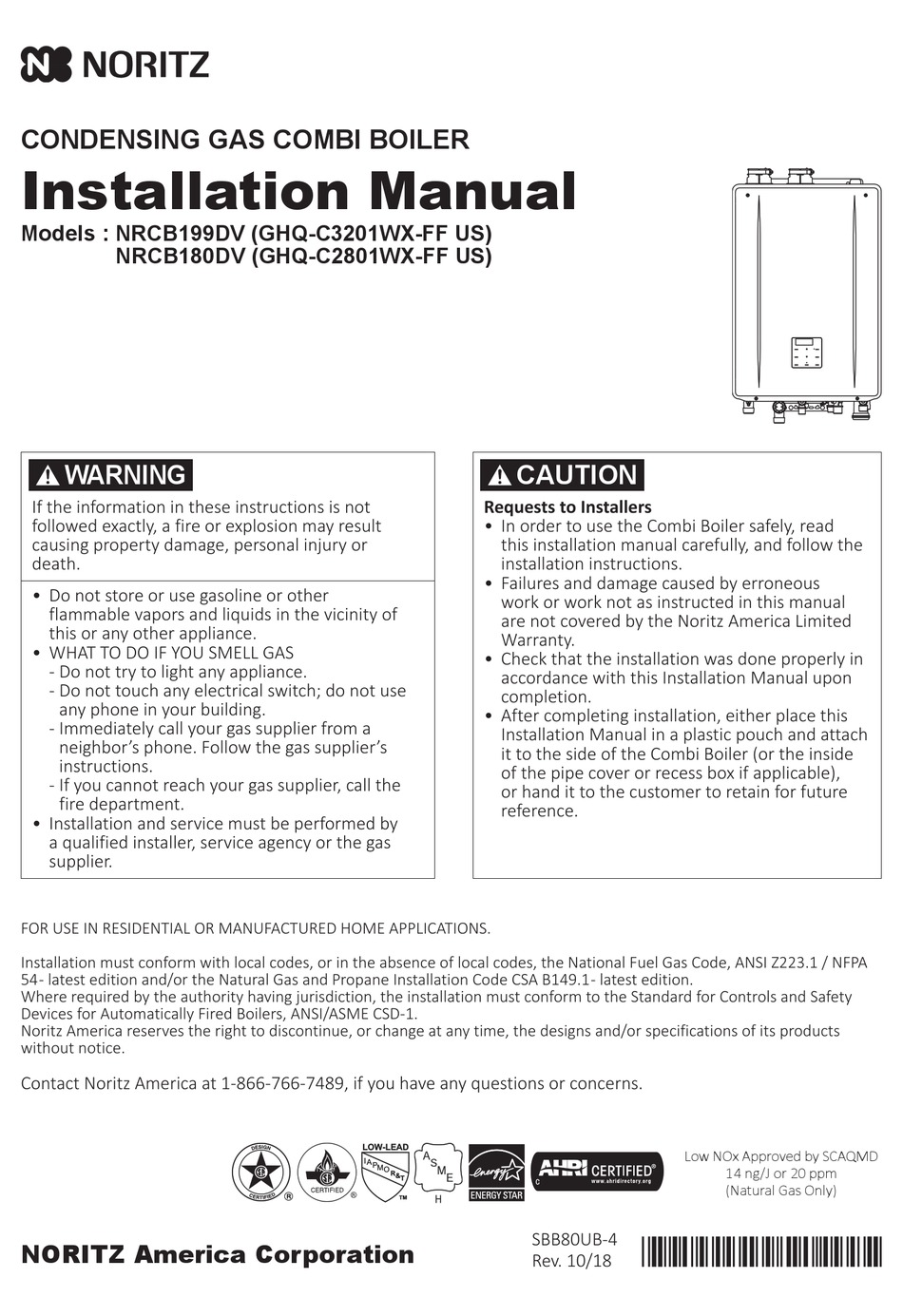 NORITZ NRCB180DV INSTALLATION MANUAL Pdf Download ManualsLib