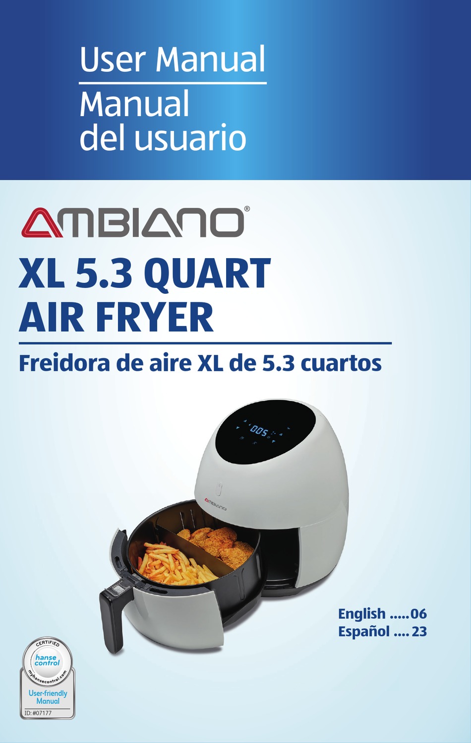 AMBIANO XL 5.3 QUART USER MANUAL Pdf Download ManualsLib