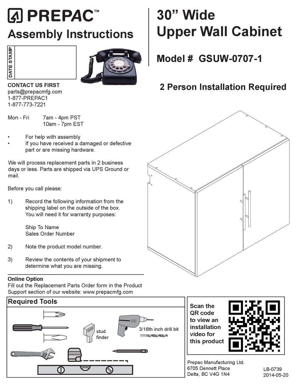 PREPAC GSUW07071 ASSEMBLY INSTRUCTIONS MANUAL Pdf Download ManualsLib