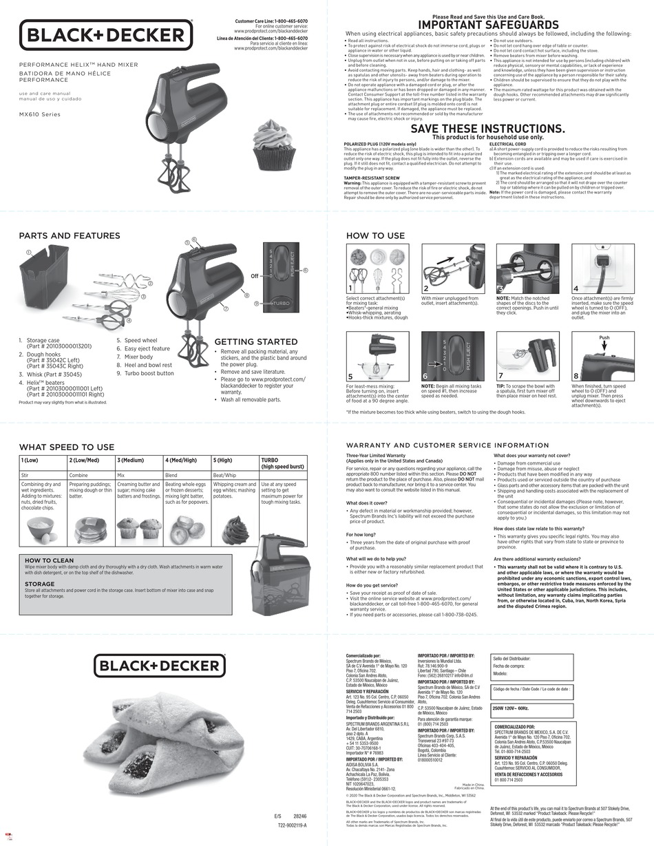 BLACK & DECKER PERFORMANCE HELIX MX610 SERIES USE AND CARE MANUAL Pdf Download ManualsLib