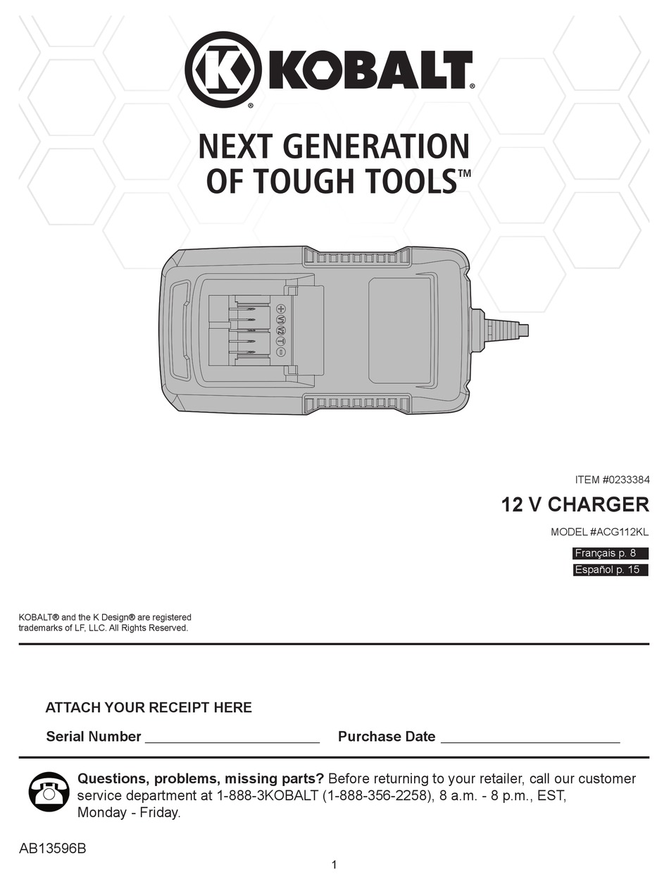 KOBALT ACG112KL MANUAL Pdf Download ManualsLib
