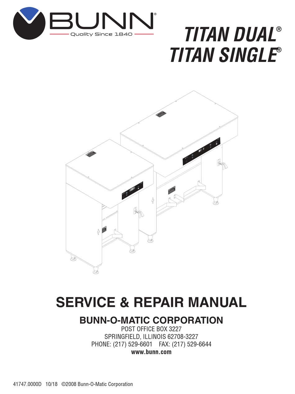 BUNN TITAN DUAL SERVICE & REPAIR MANUAL Pdf Download ManualsLib