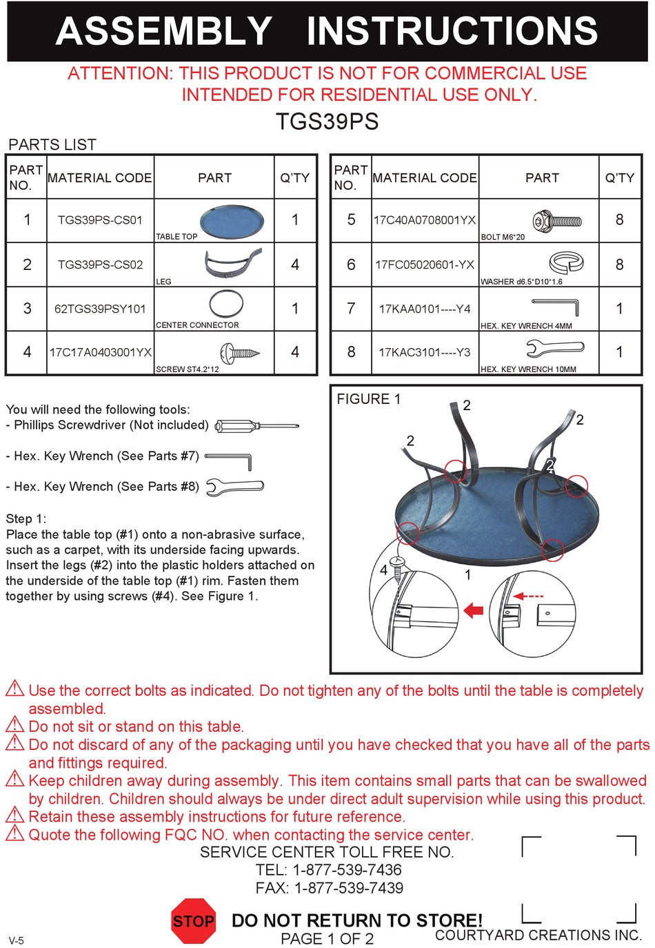 COURTYARD CREATIONS TGS39PS ASSEMBLY INSTRUCTIONS Pdf Download ManualsLib