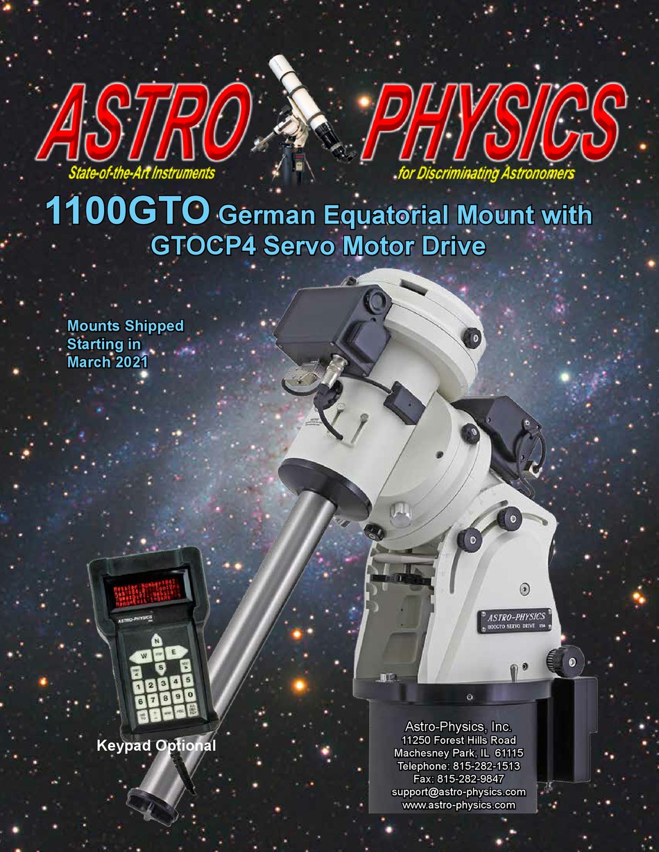 ASTRO-PHYSICS 1100GTO MANUAL Pdf Download | ManualsLib