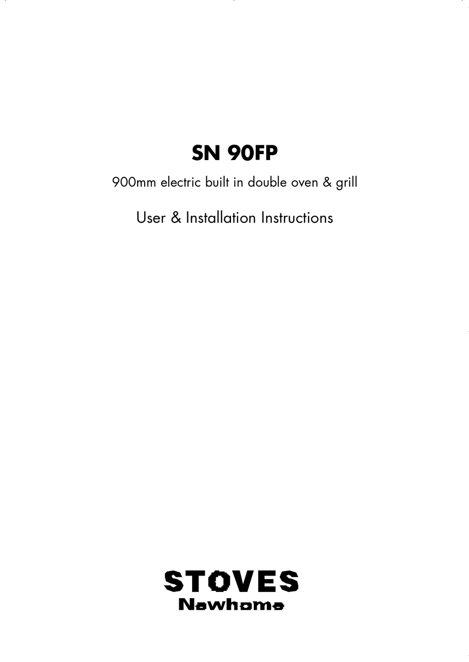 STOVES NEWHOME SN 90FP USER & INSTALLATION INSTRUCTIONS MANUAL Pdf