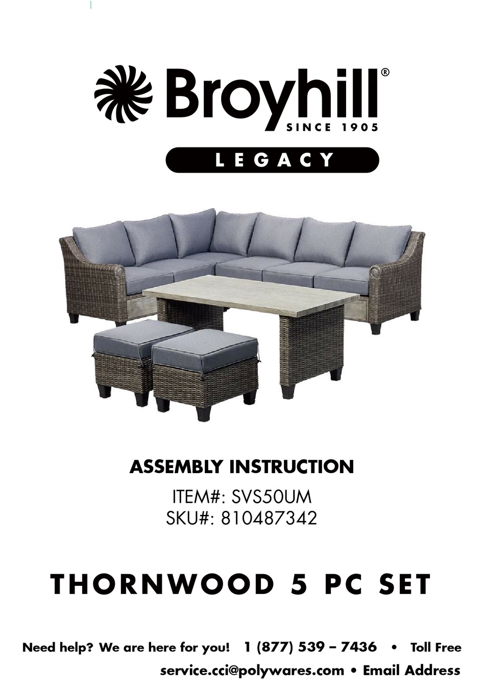 BROYHILL LEGACY SVS50UM ASSEMBLY INSTRUCTION MANUAL Pdf Download