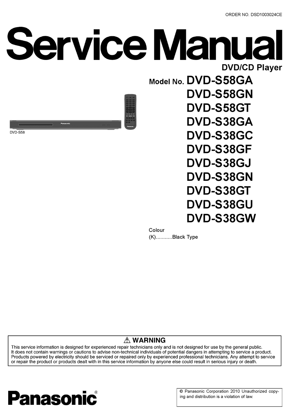 PANASONIC DVDS58GA SERVICE MANUAL Pdf Download ManualsLib