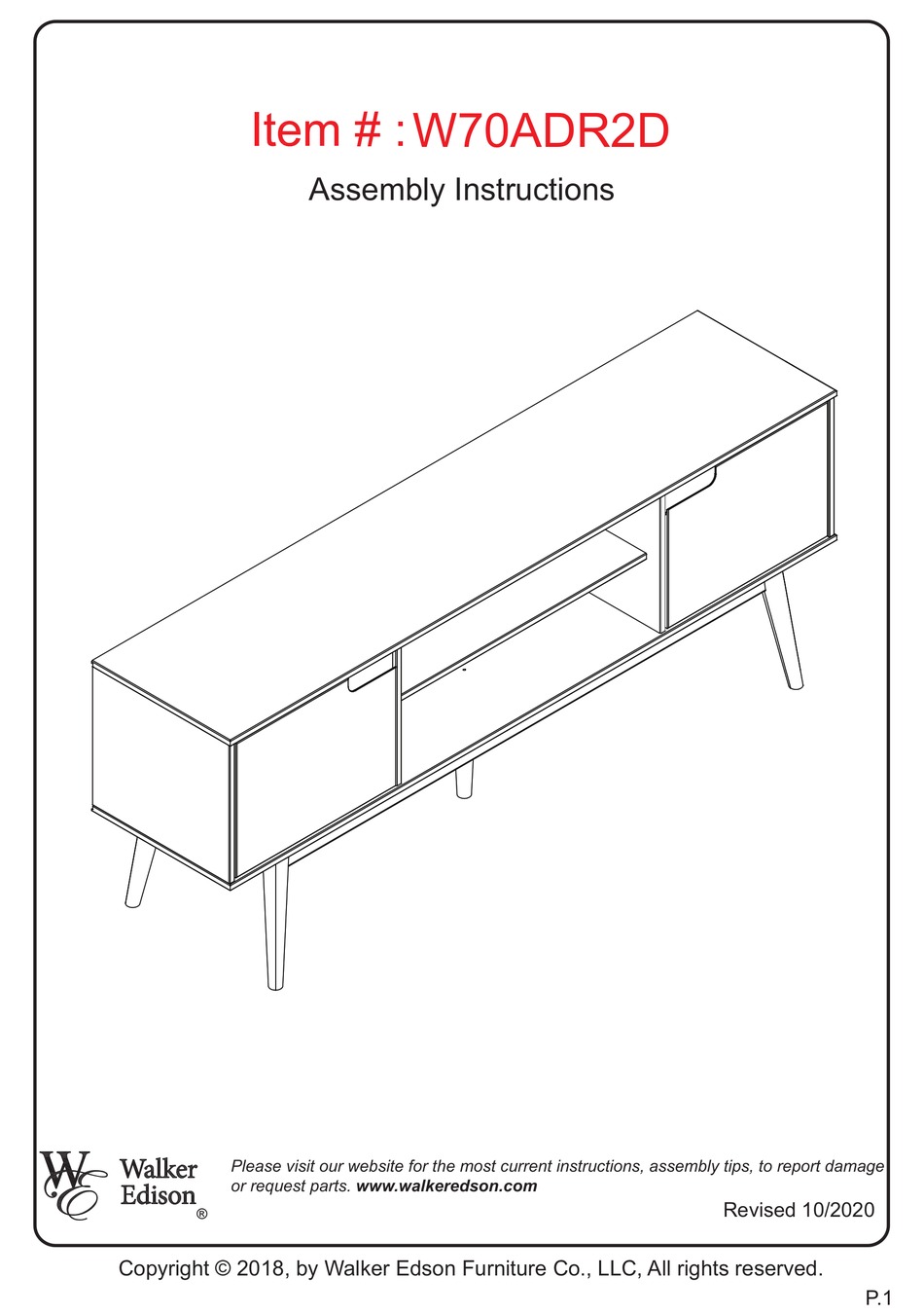 WALKER EDISON W70ADR2D ASSEMBLY INSTRUCTIONS MANUAL Pdf Download ManualsLib