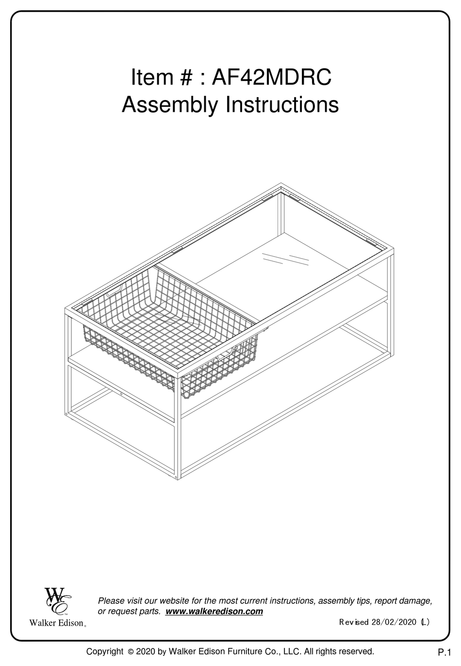 WALKER EDISON AF42MDRC ASSEMBLY INSTRUCTIONS MANUAL Pdf Download