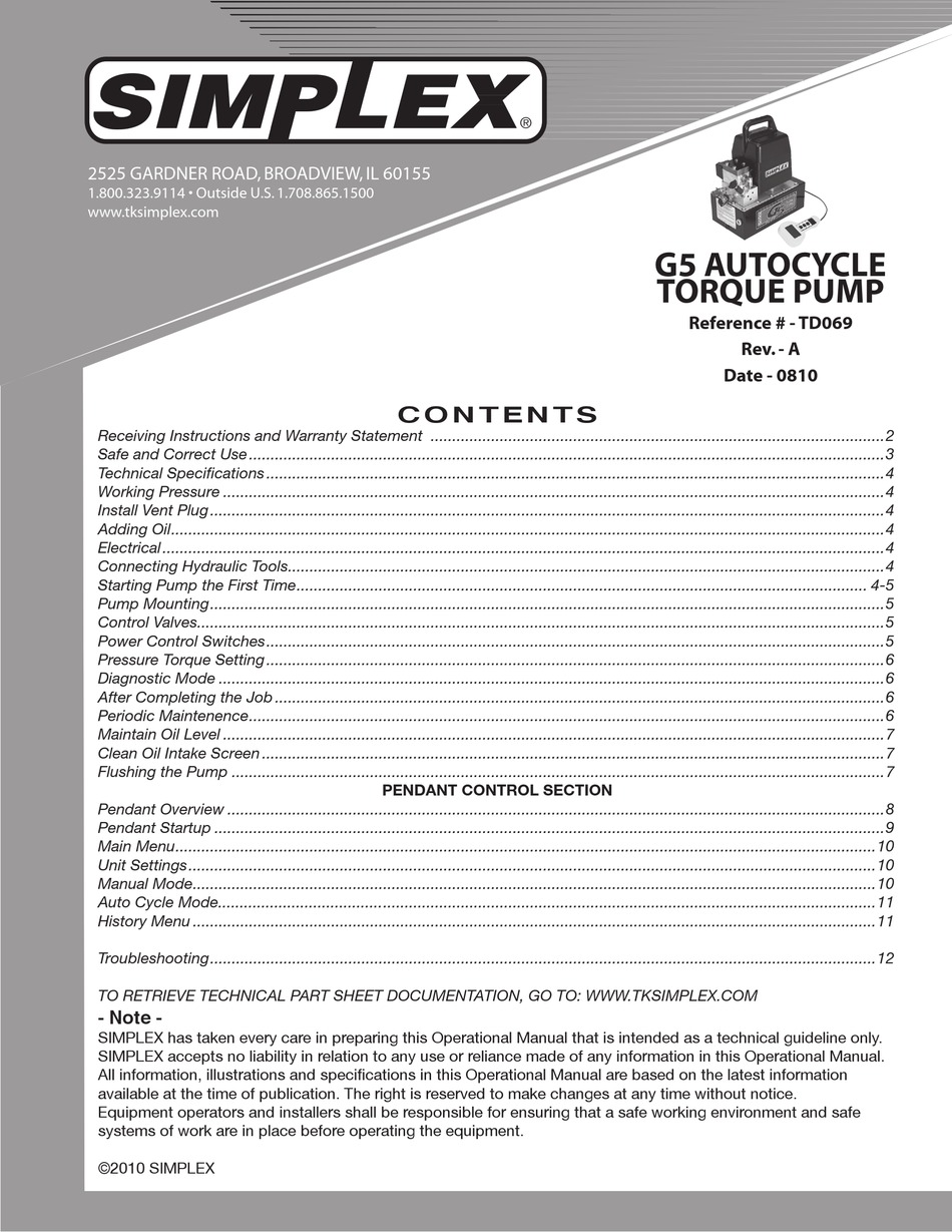 SIMPLEX G5 INSTRUCTION MANUAL Pdf Download ManualsLib