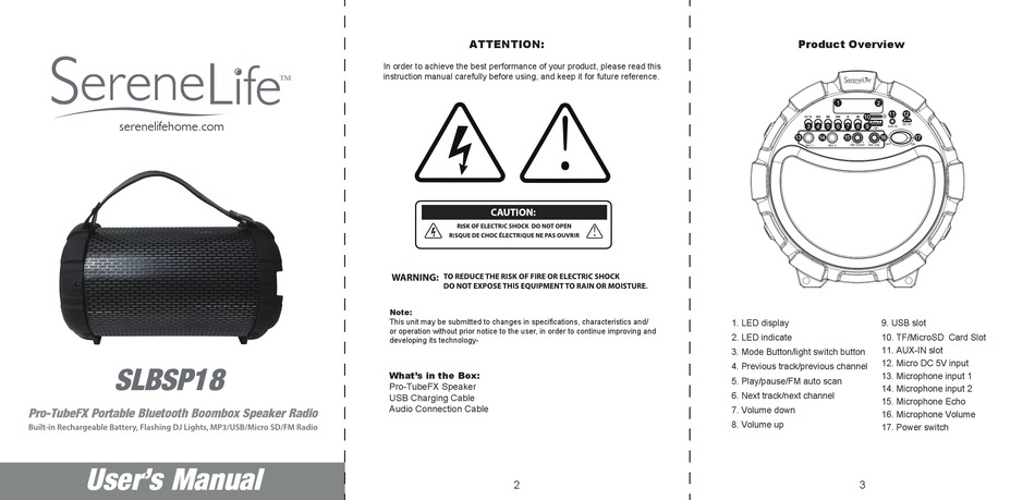 SERENELIFE PRO-TUBEFX SLBSP18 USER MANUAL Pdf Download | ManualsLib