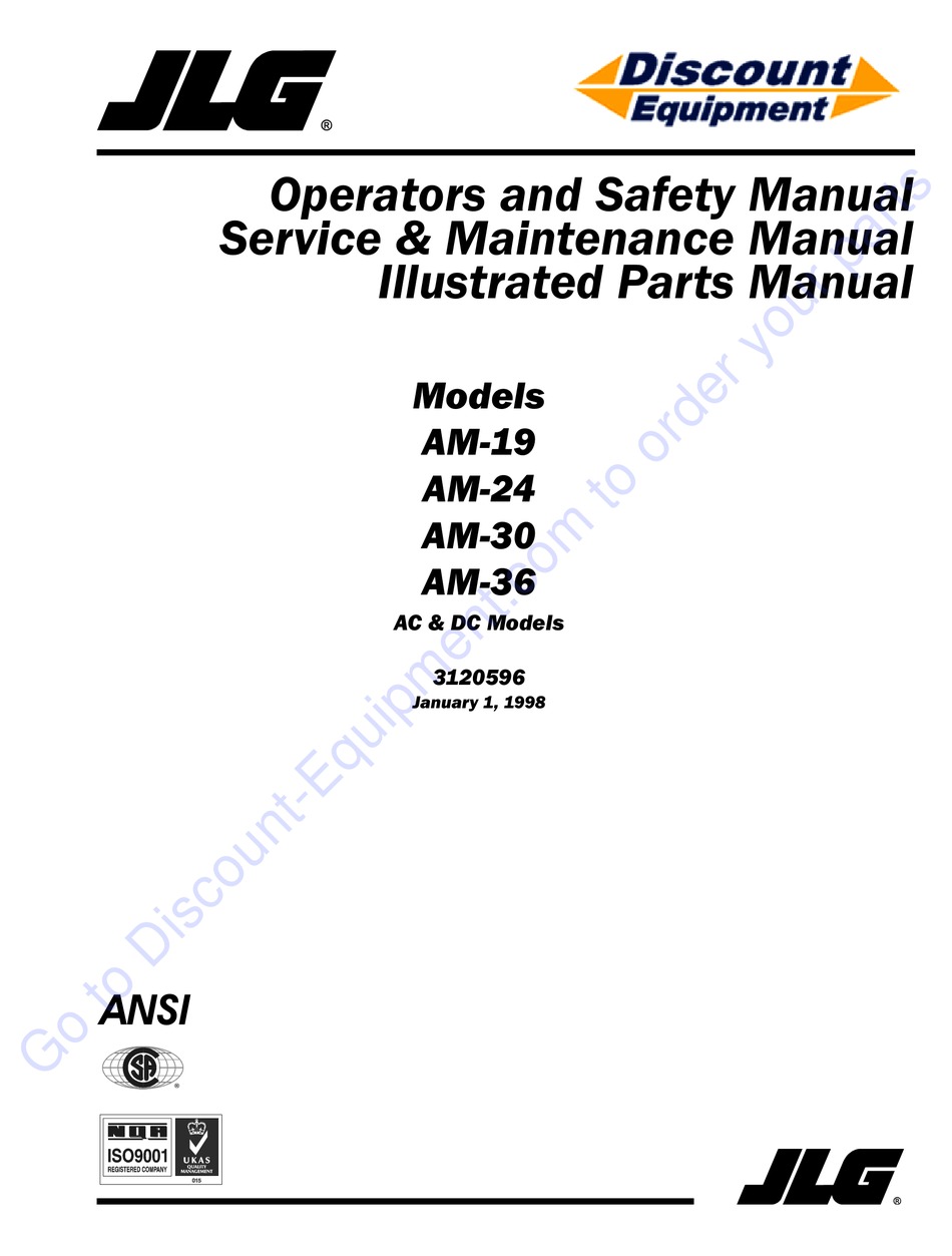 JLG AM19 OPERATORS AND SAFETY MANUAL SERVICE & MAINTENANCE MANUAL