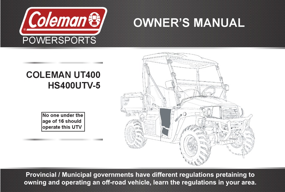 COLEMAN UT400 OWNER'S MANUAL Pdf Download ManualsLib