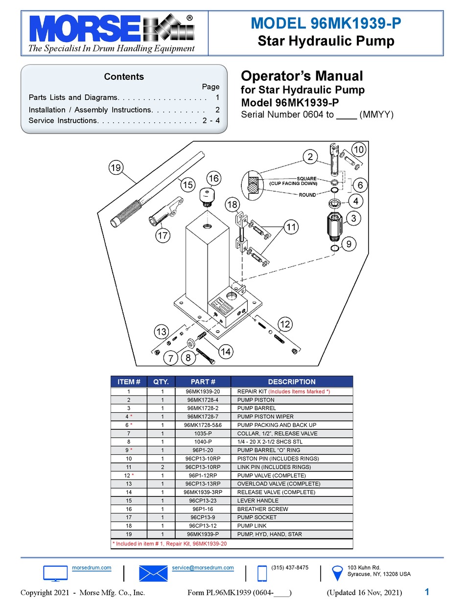 MORSE 96MK1939P OPERATOR'S MANUAL Pdf Download ManualsLib