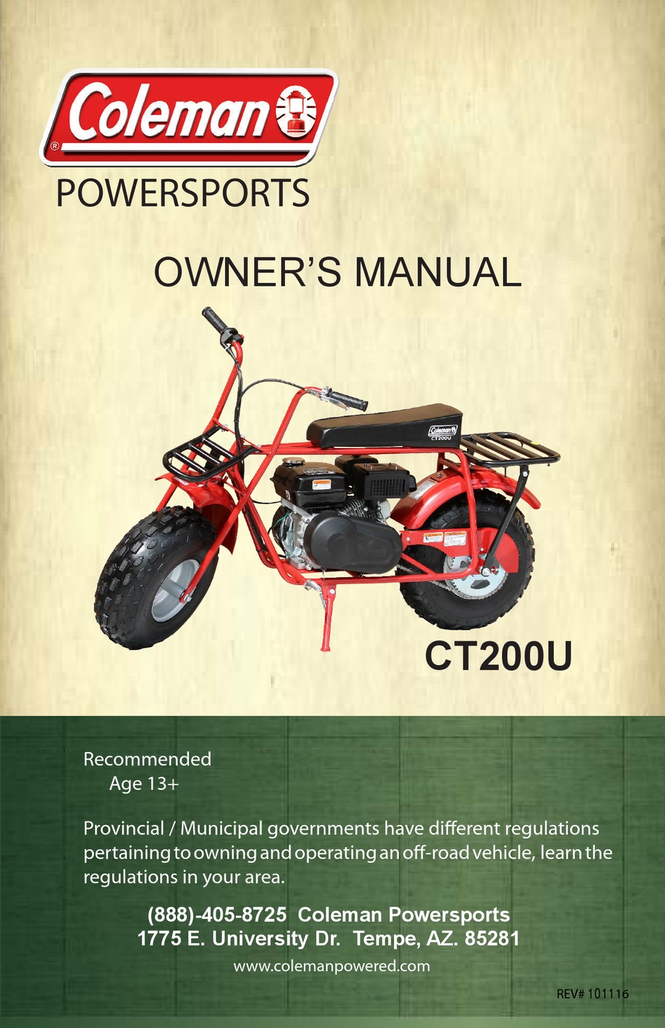 COLEMAN POWERSPORTS CT200U OWNER'S MANUAL Pdf Download ManualsLib