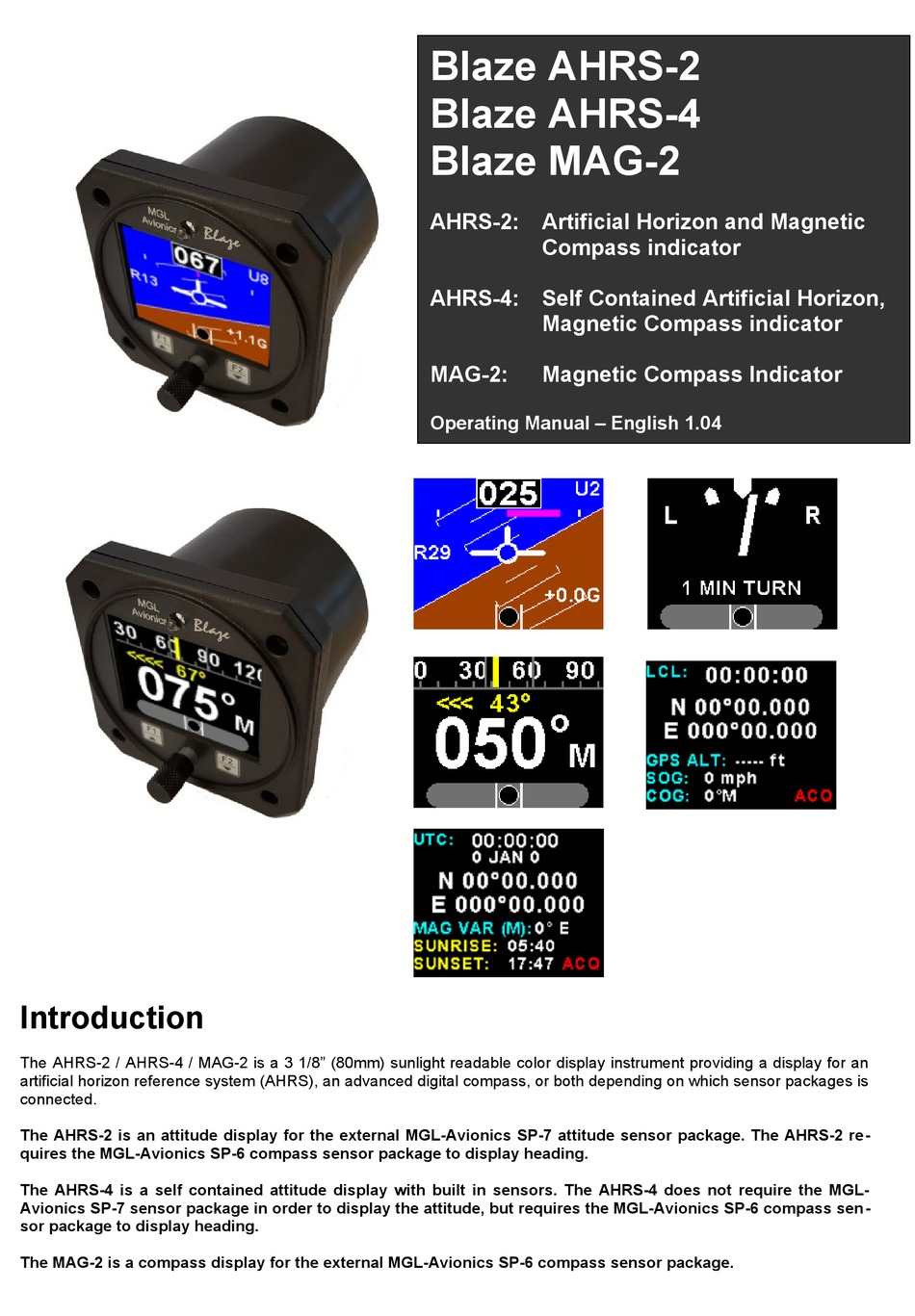MGL BLAZE AHRS-2 OPERATING MANUAL Pdf Download | ManualsLib