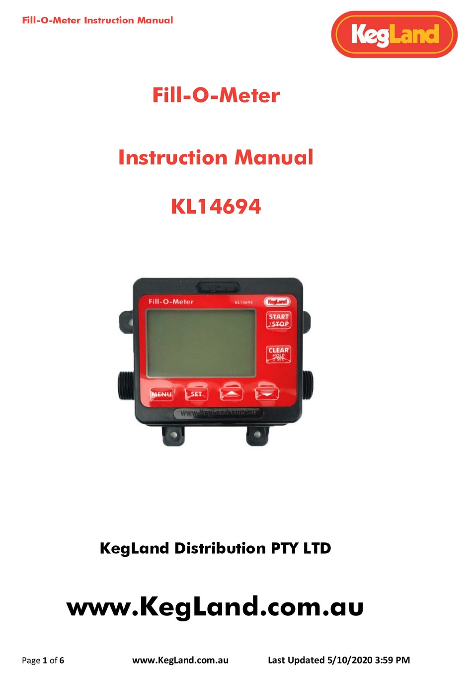 KEGLAND FILLOMETER INSTRUCTION MANUAL Pdf Download ManualsLib