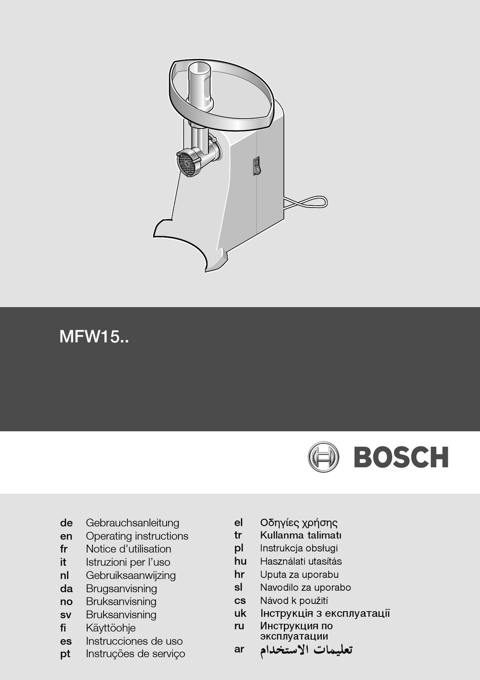 BOSCH MFW1501 OPERATING INSTRUCTIONS MANUAL Pdf Download | ManualsLib