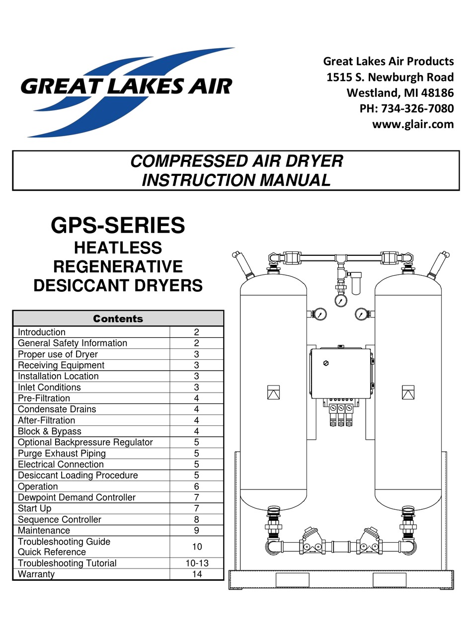 GREAT LAKES AIR PRODUCTS GPS-500 INSTRUCTION MANUAL Pdf Download