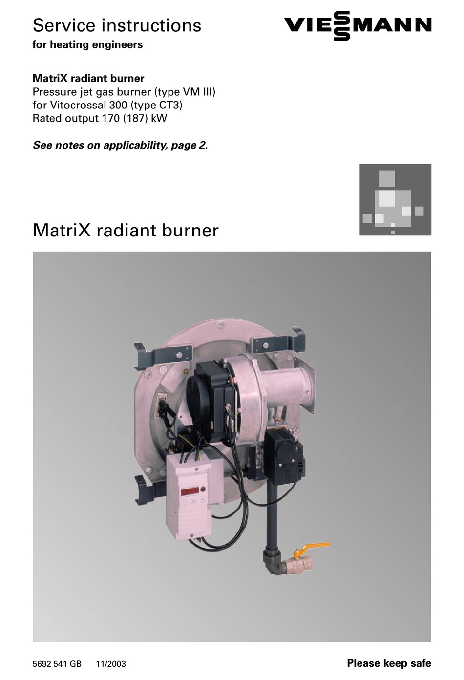 VIESSMANN MATRIX RADIANT BURNER SERVICE INSTRUCTIONS MANUAL Pdf