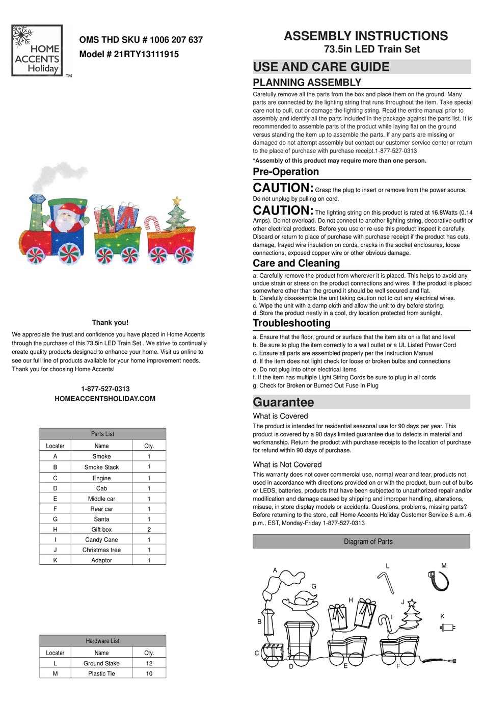 HOME ACCENTS HOLIDAY 21RTY13111915 ASSEMBLY INSTRUCTIONS Pdf Download