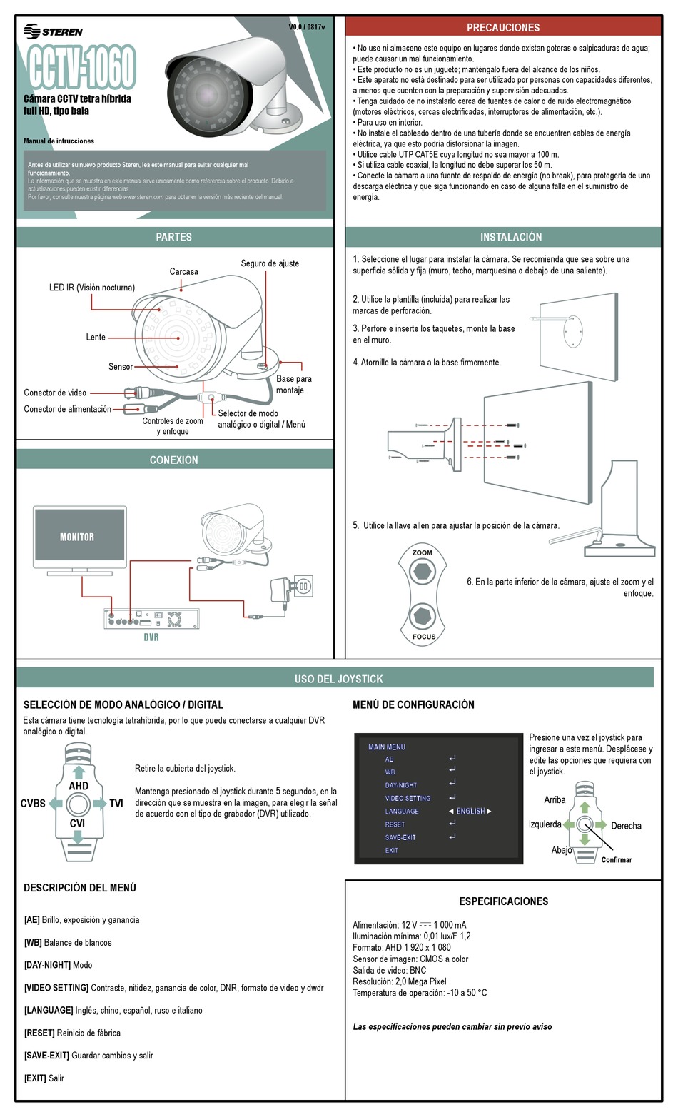 STEREN CCTV1060 USER MANUAL Pdf Download ManualsLib