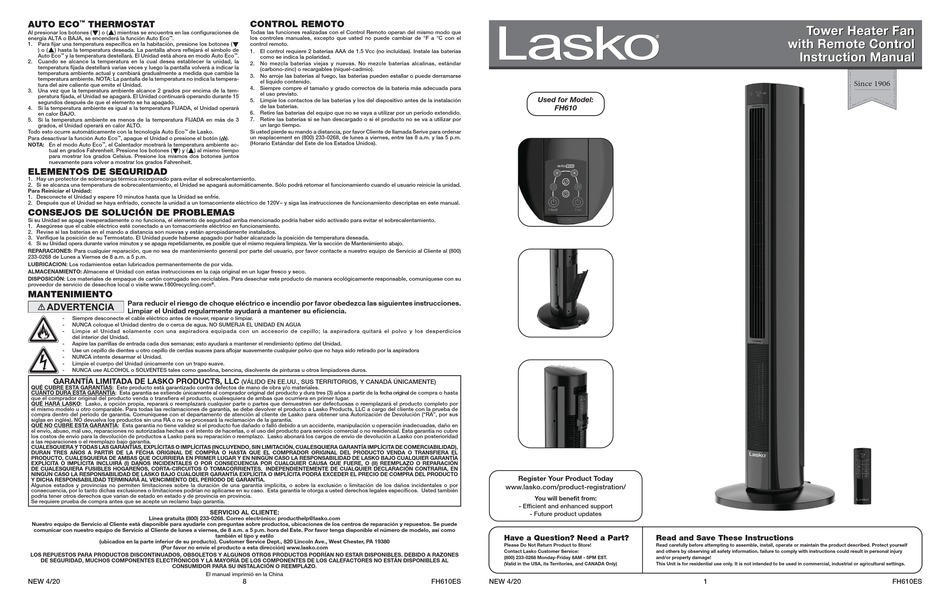 LASKO FH610 INSTRUCTION MANUAL Pdf Download ManualsLib