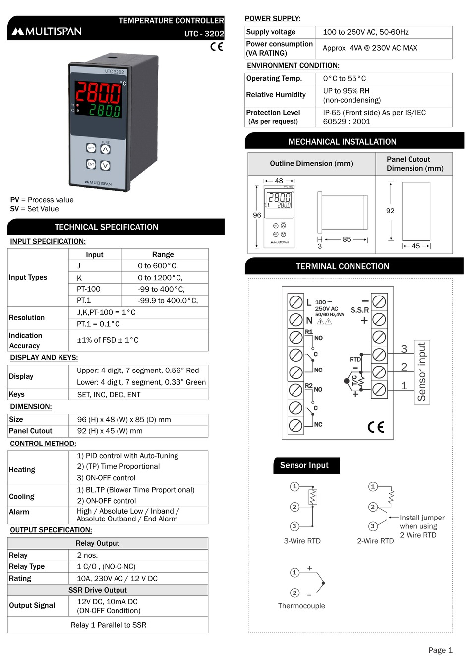 MULTISPAN UTC-320 MANUAL Pdf Download | ManualsLib