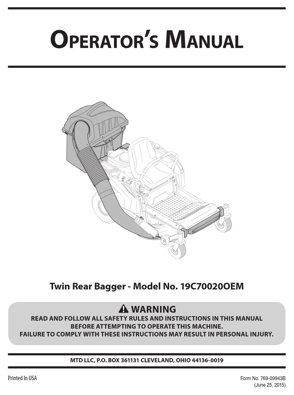 MTD 19C70020OEM OPERATOR