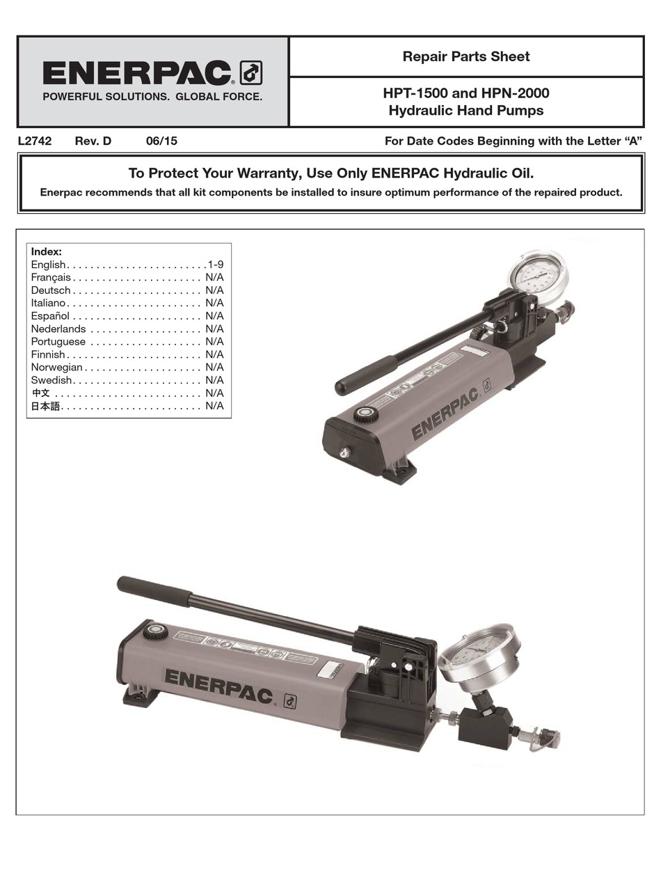ENERPAC HPT1500 REPAIR PARTS SHEET Pdf Download ManualsLib