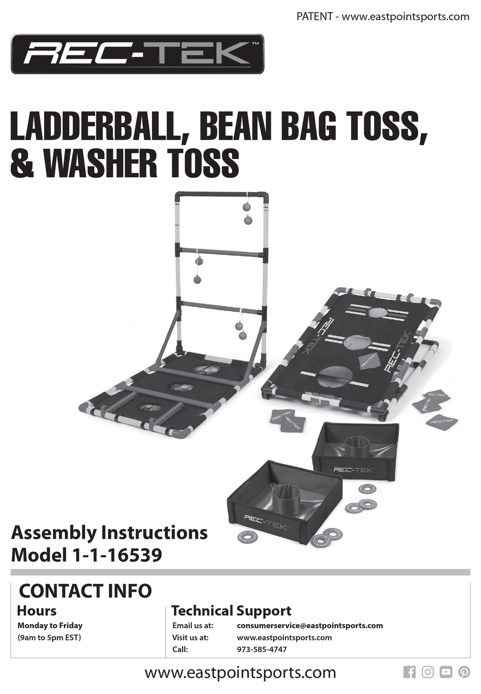 EASTPOINT SPORTS RECTEK 1116539 INSTRUCTION MANUAL Pdf Download