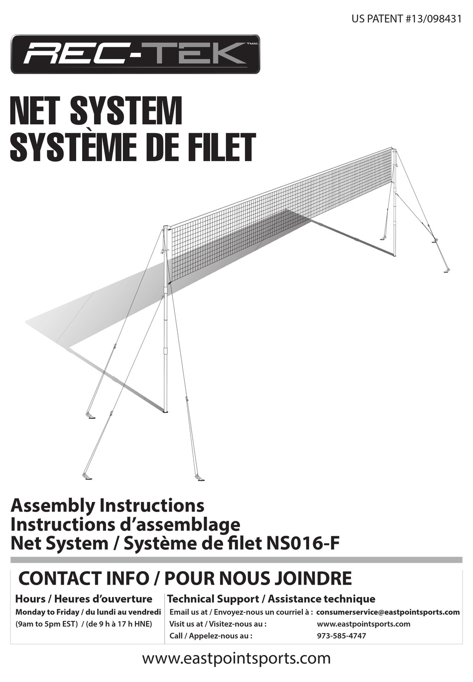 EASTPOINT SPORTS RECTEK NS016F ASSEMBLY INSTRUCTIONS MANUAL Pdf