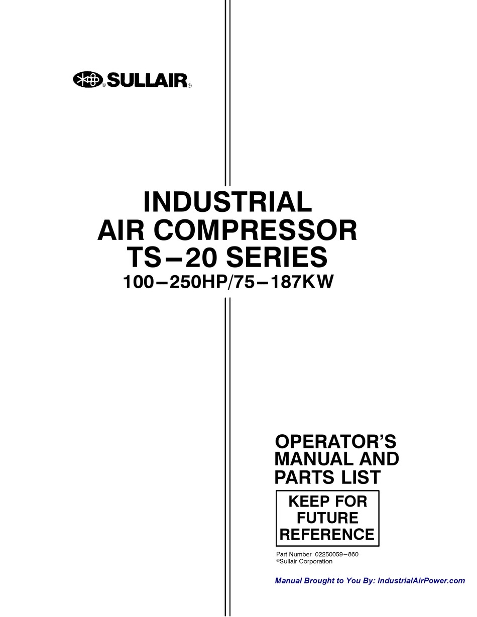 SULLAIR TS20 SERIES OPERATOR'S MANUAL AND PARTS LIST Pdf Download