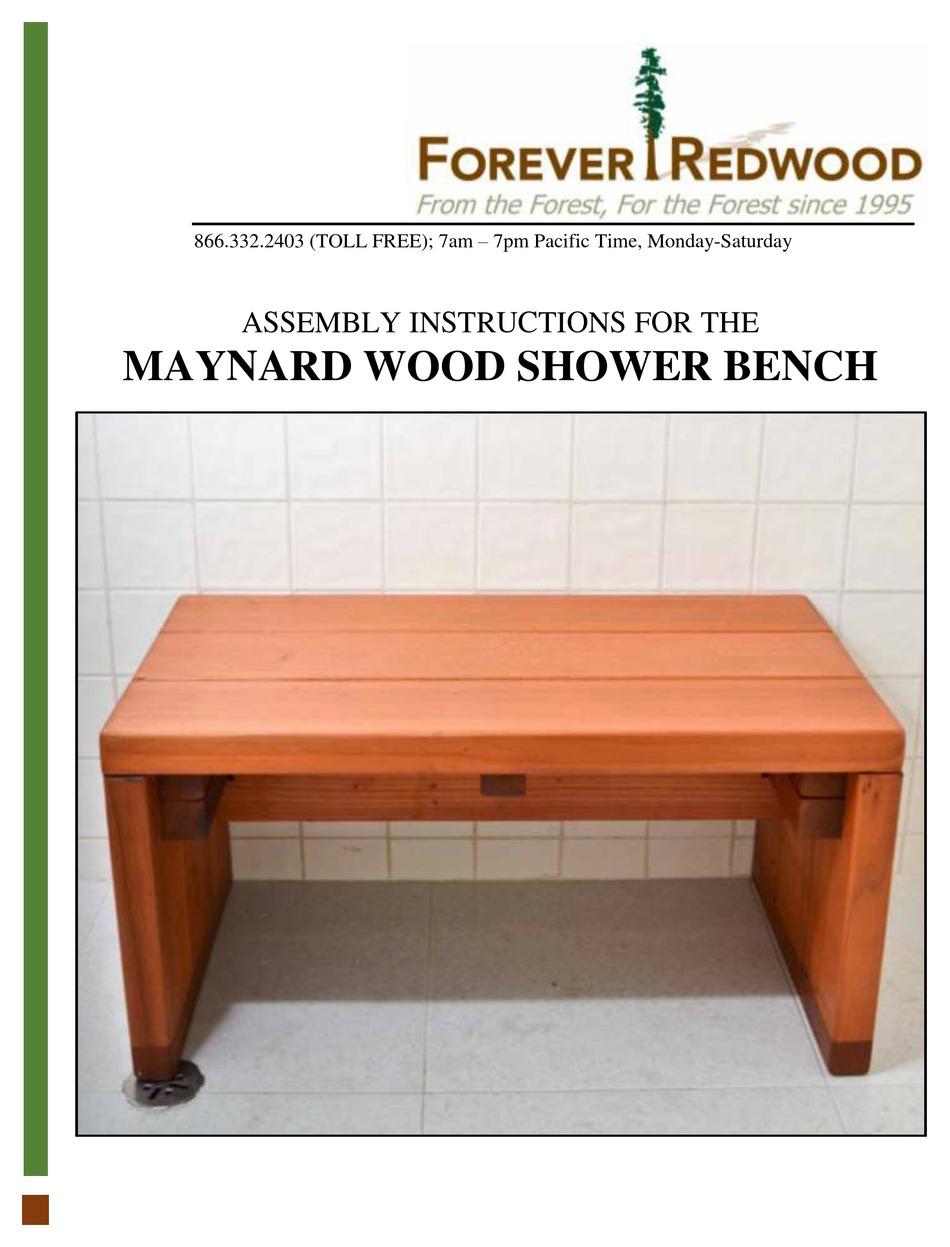 FOREVER REDWOOD MAYNARD WOOD SHOWER BENCH ASSEMBLY INSTRUCTIONS Pdf