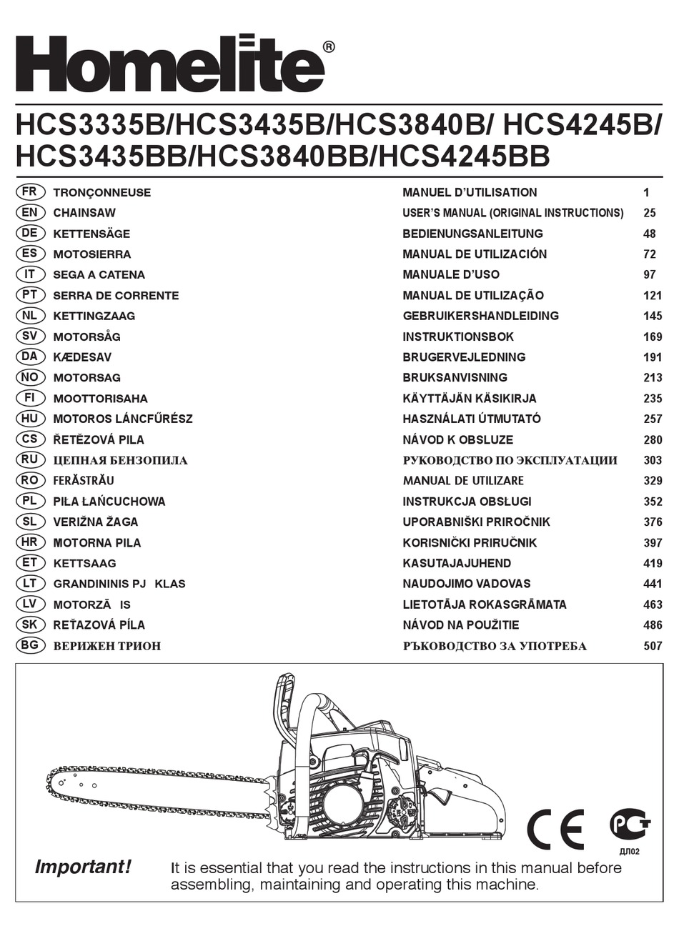 HOMELITE HCS3335B USER MANUAL Pdf Download | ManualsLib