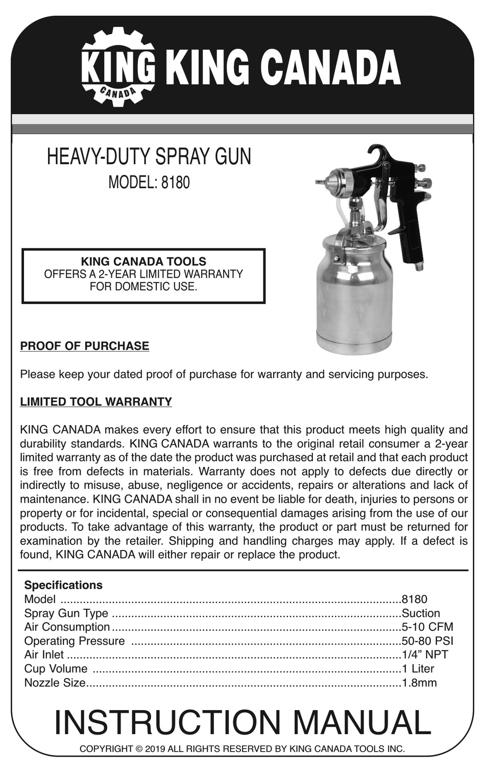 KING CANADA 8180 INSTRUCTION MANUAL Pdf Download ManualsLib